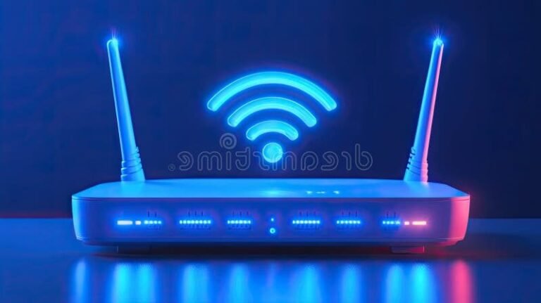 box internet moderne avec voyants allumes