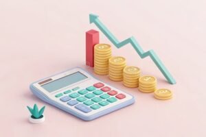 calculateur financier avec graphiques et monnaie