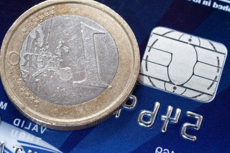 carte bancaire sur billet et pieces euros