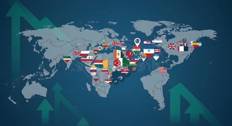 carte du monde avec drapeaux bancaires internationaux