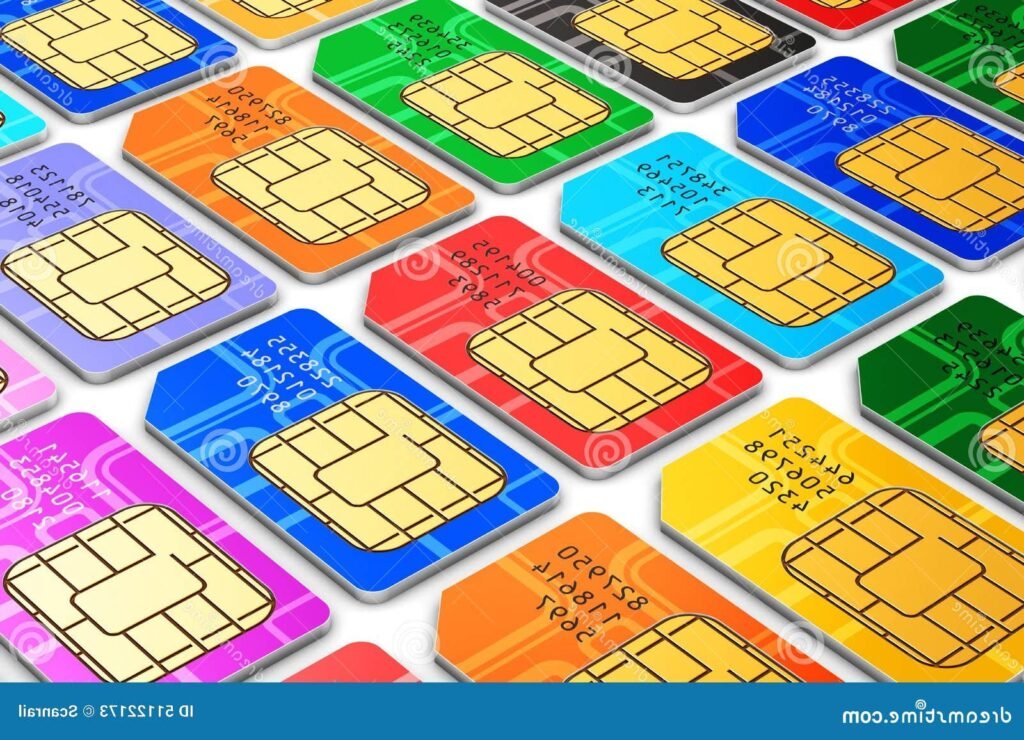 carte sim coloree avec pieces de monnaie