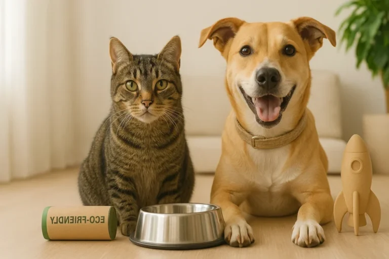 chat et chien heureux avec collier sante
