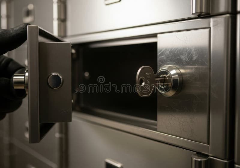 cle ouvrant un cadenas sur un coffre fort bancaire