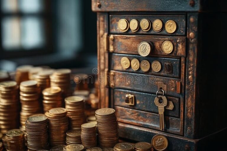 coffre fort avec pieces et billets