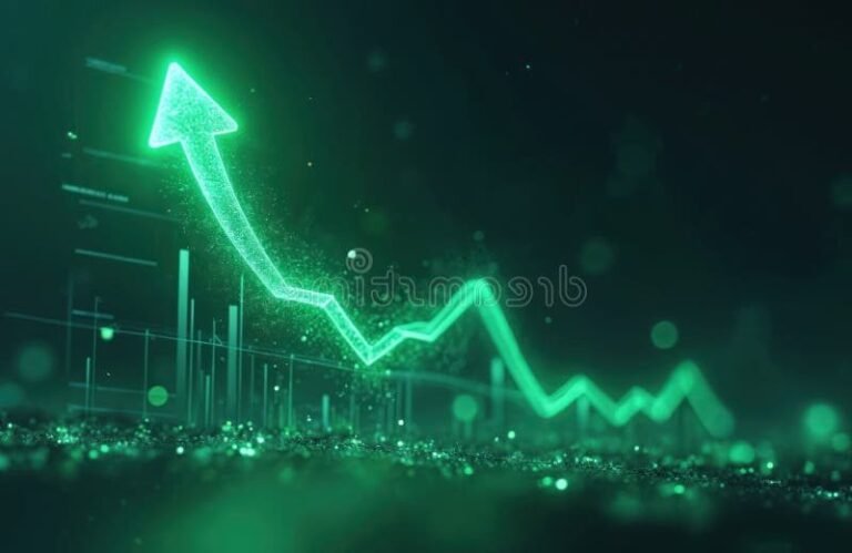 graphique boursier avec fleches ascendantes colorees 3