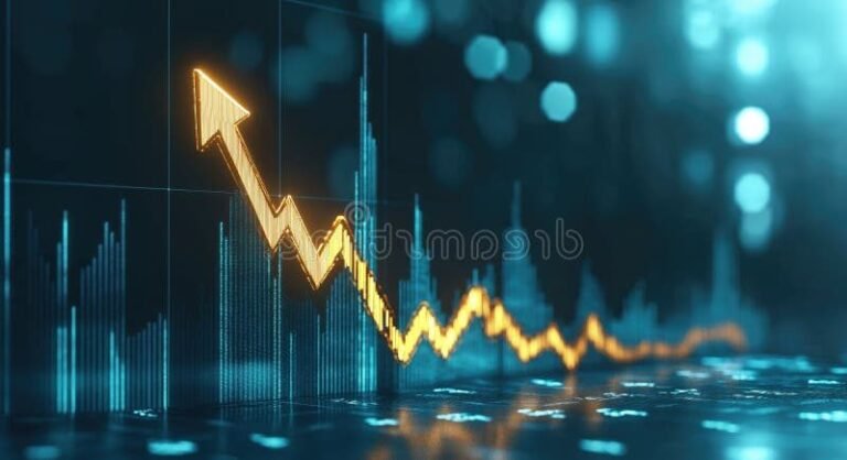 graphique financier dynamique avec fleches montantes