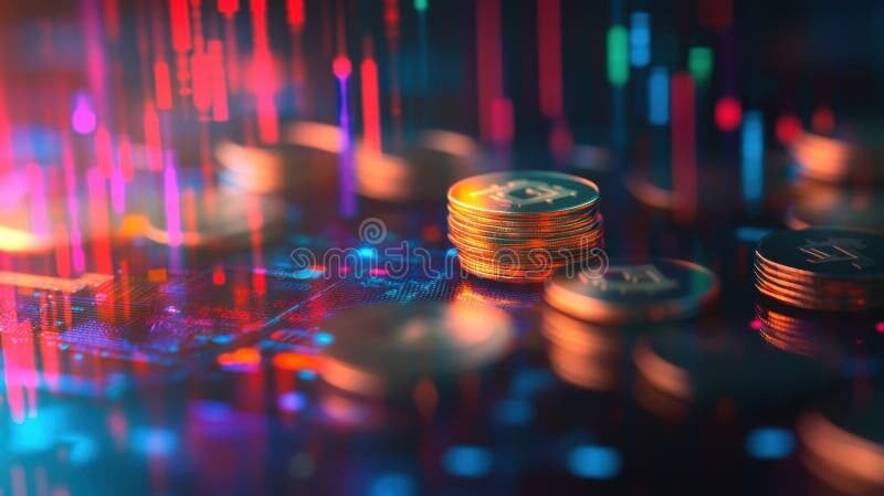 Quelle Crypto-Monnaie Choisir Pour Un Investissement Rentable 2 graphiques croissants avec pieces de crypto monnaies colorees