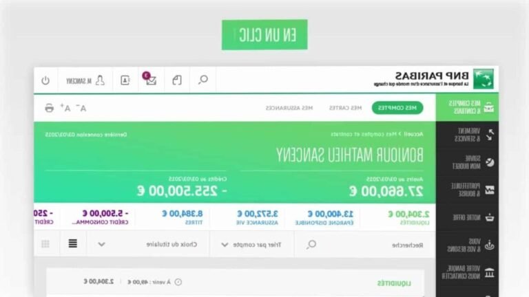 interface utilisateur service bancaire en ligne bnp paribas