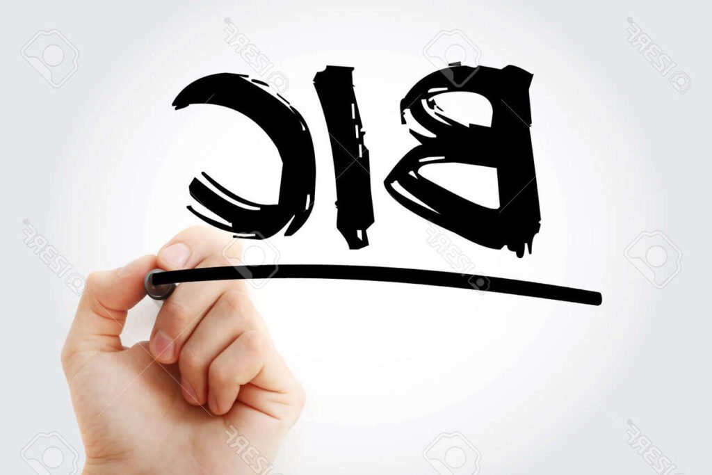 logo banque bic avec codes alphanumeriques flous