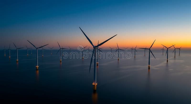 Comment Investir dans les Actions Énergie Renouvelable via un PEA 1 parc eolien moderne au coucher du soleil