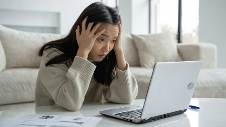 personne stressee devant ordinateur dossier pret rapide
