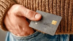 personne tenant une carte visa brillante