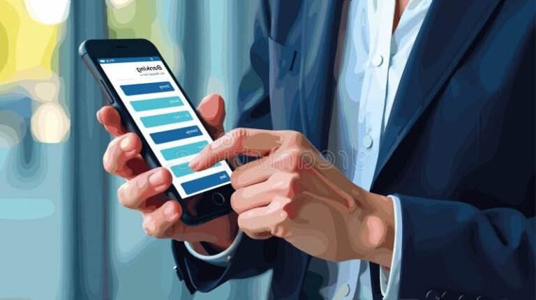 personne utilisant smartphone pour gestion bancaire