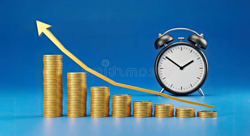 Qu'Est-Ce Qu'Un Compte À Terme Et Comment Fonctionne-T-Il 2 pile de pieces avec horloge et graphique financier