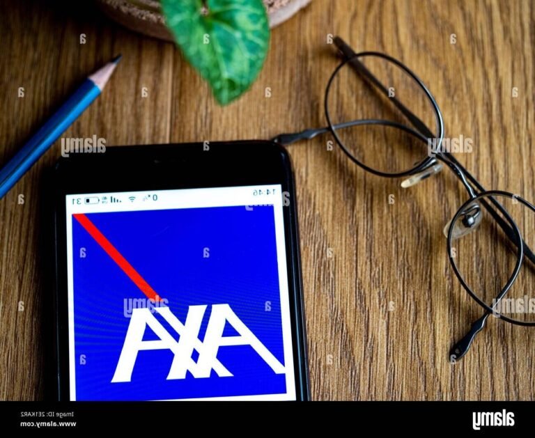telephone avec logo axa en arriere plan