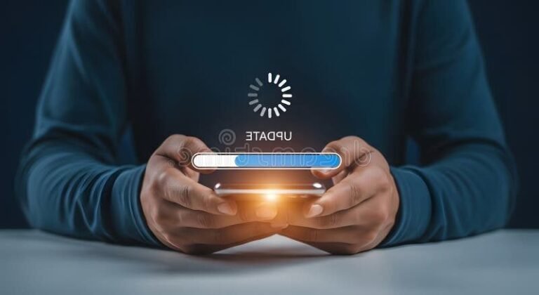 telephone mobile avec icone mise a jour visible