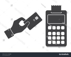 terminal de paiement avec icones debit et credit