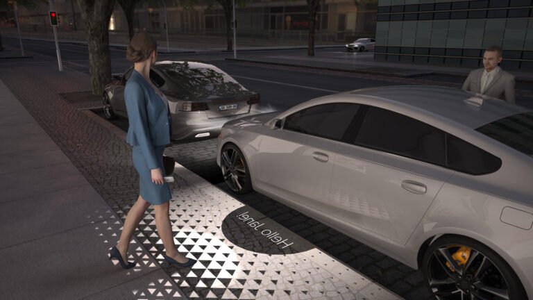 voiture securisee avec bouclier digital lumineux